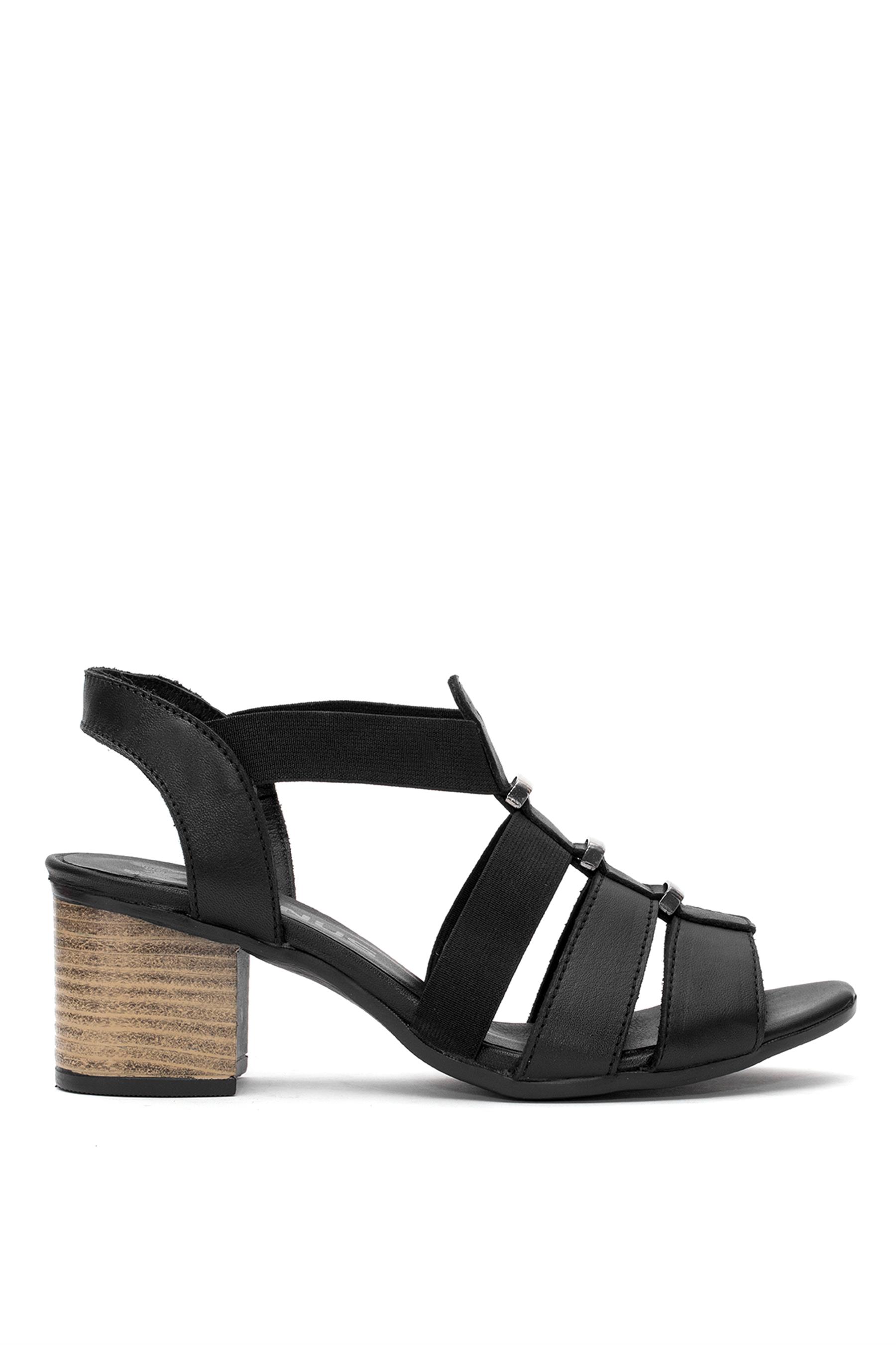 Venüs 1857227Y Kadın Hakiki Deri Topuklu Sandalet Siyah