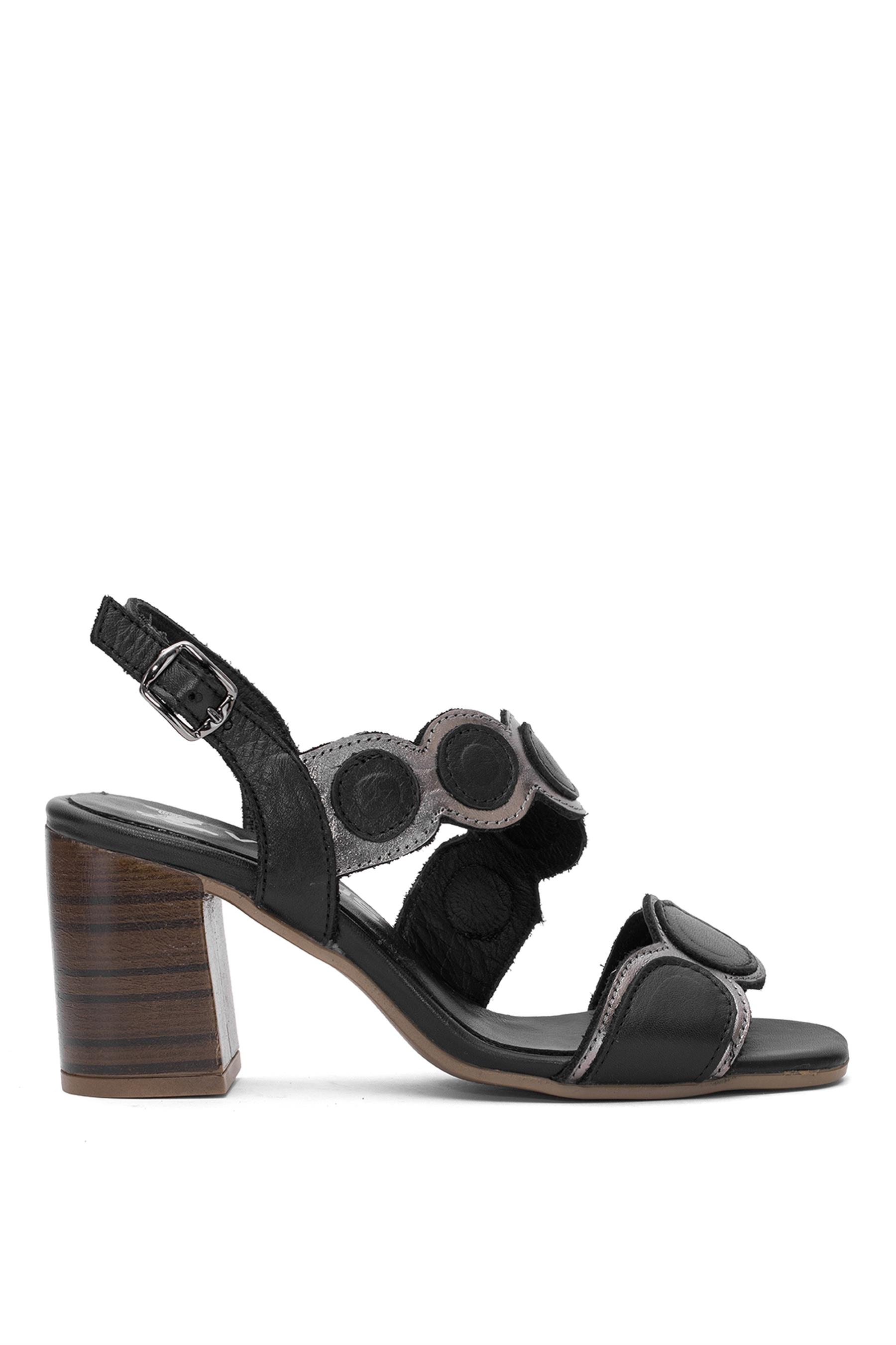 Venüs 2108513Y Kadın Hakiki Deri Topuklu Sandalet Siyah