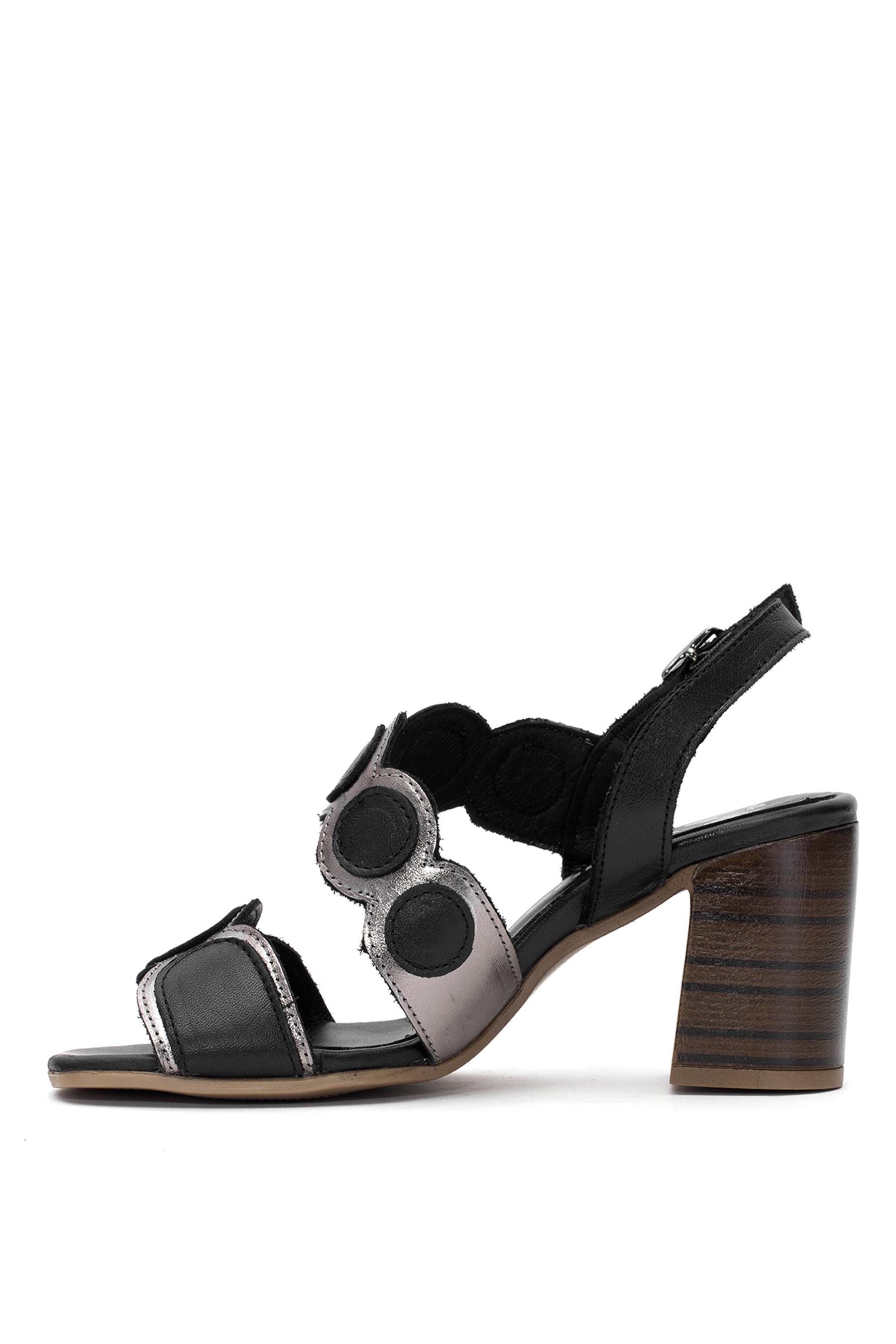 Venüs 2108513Y Kadın Hakiki Deri Topuklu Sandalet Siyah