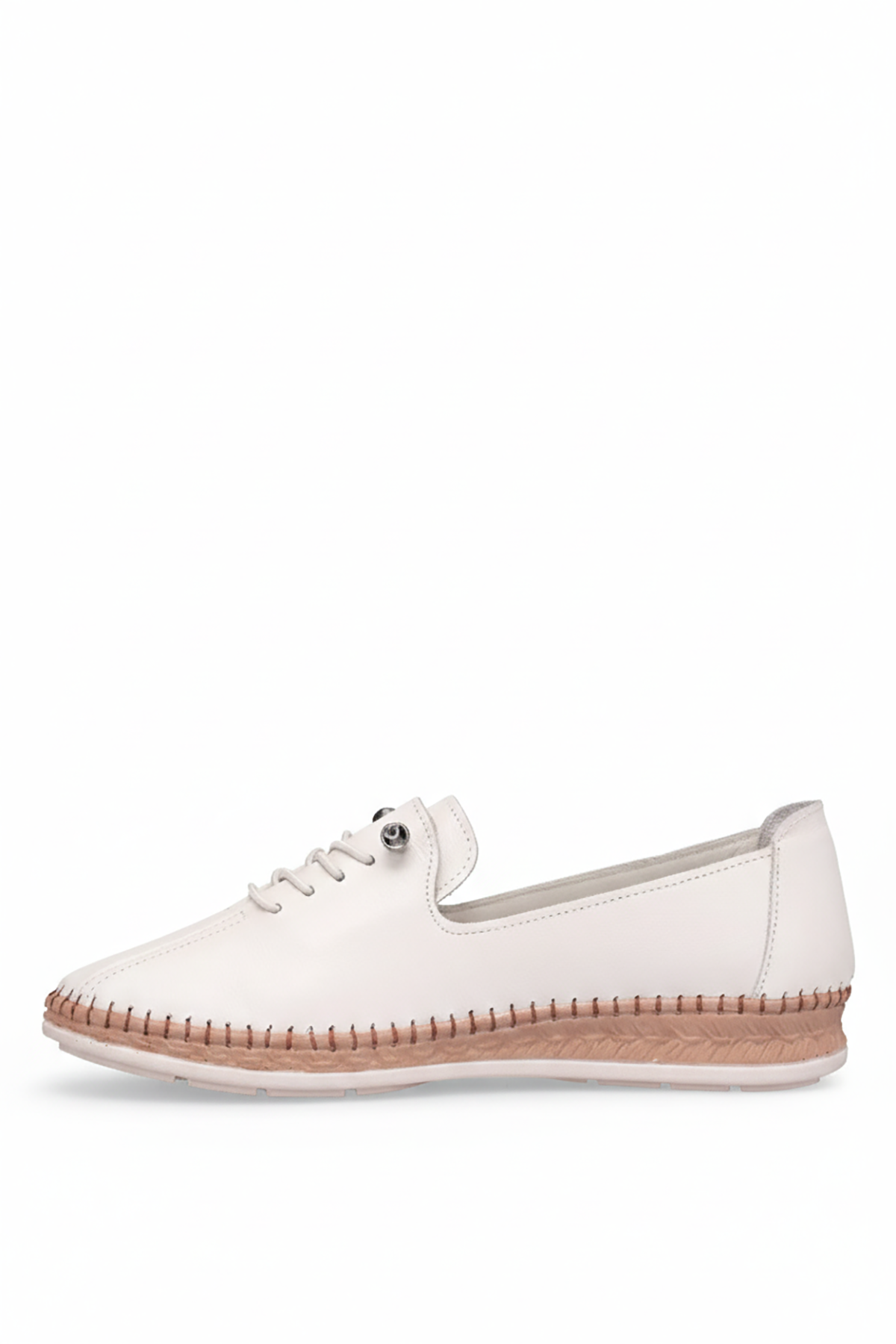 Voyager 8786 Kadın Hakiki Deri Casual Ayakkabı Ekru