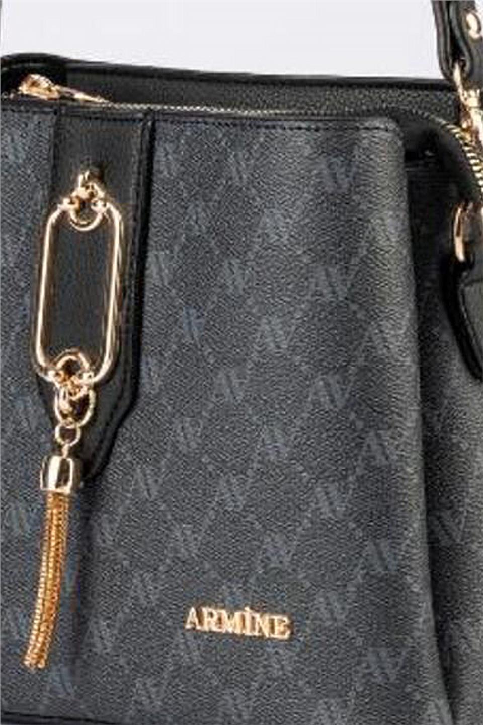 Armine 361 Kadın Omuz Çantası Siyah Baskılı