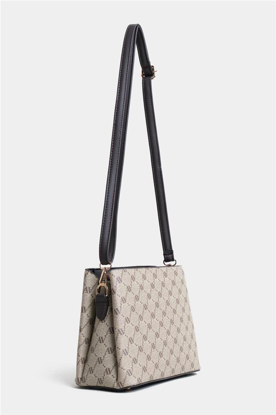 Armine 361 Kadın Omuz Çantası Vizon Baskılı