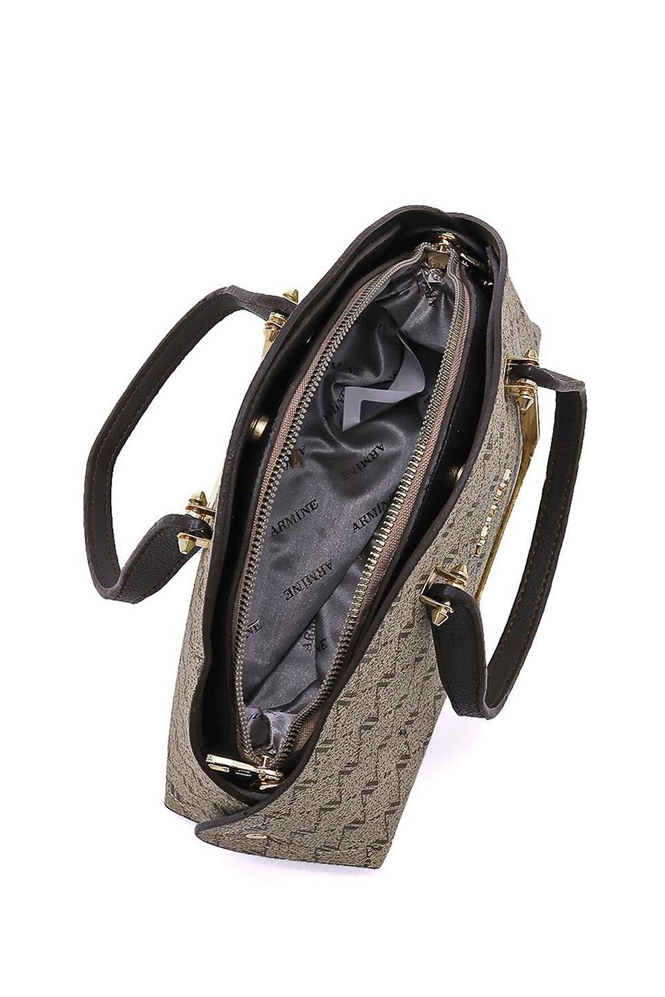 Armine 365 Kadın Omuz Çantası Vizon Baskılı