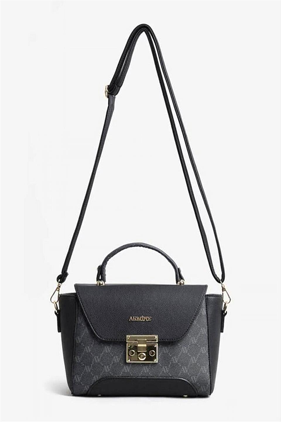 Armine 378 Kadın Omuz Çantası Siyah Baskılı