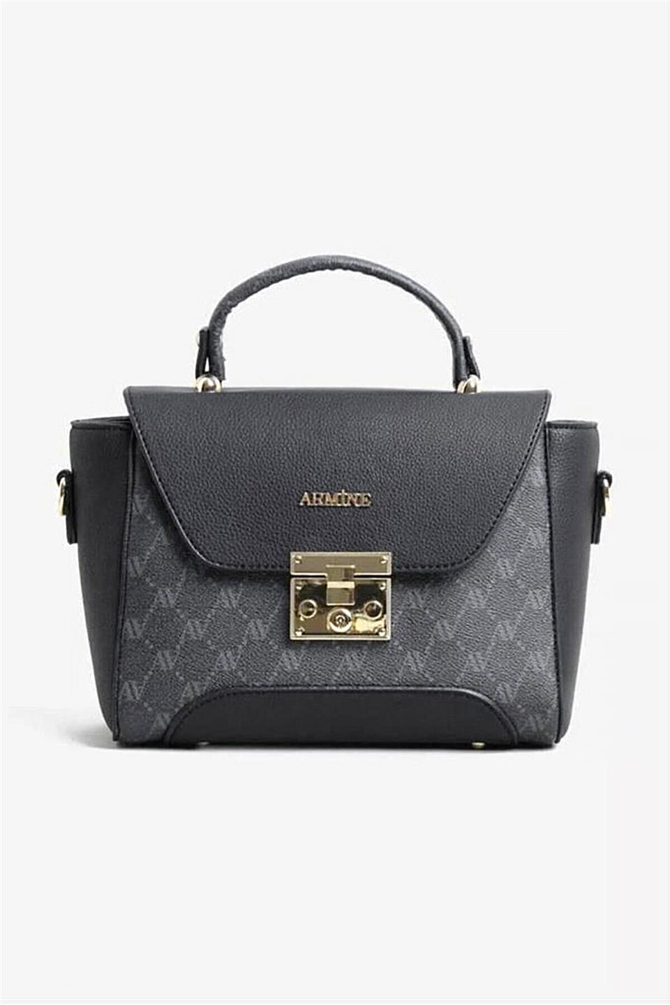 Armine 378 Kadın Omuz Çantası Siyah Baskılı