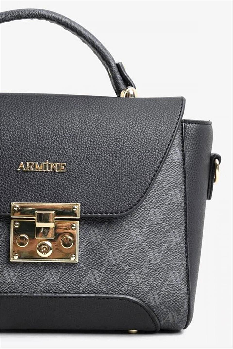 Armine 378 Kadın Omuz Çantası Siyah Baskılı