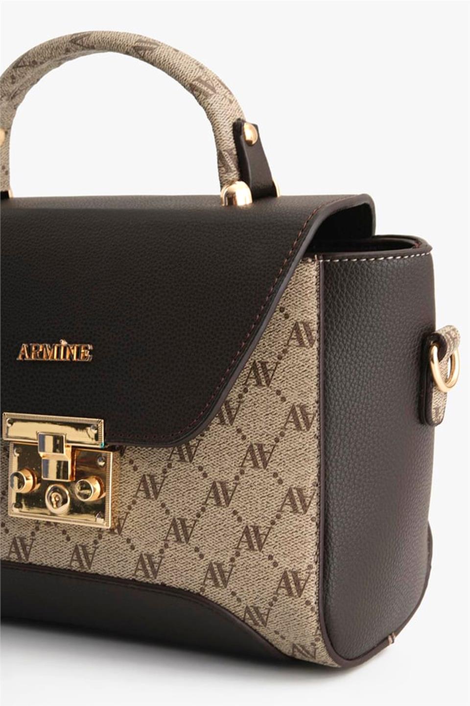 Armine 378 Kadın Omuz Çantası Vizon Baskılı