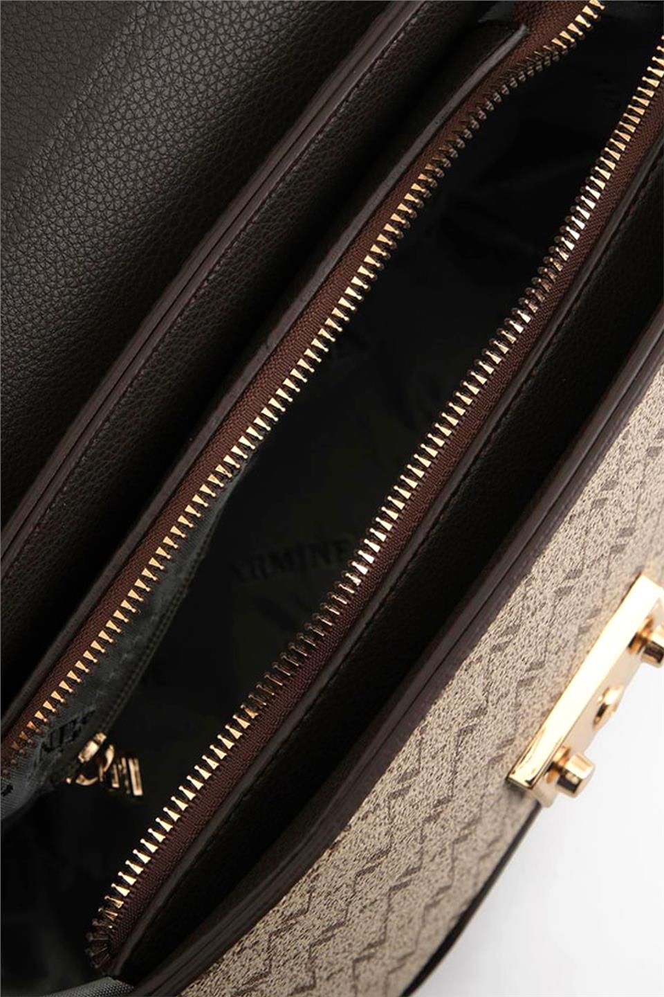 Armine 378 Kadın Omuz Çantası Vizon Baskılı