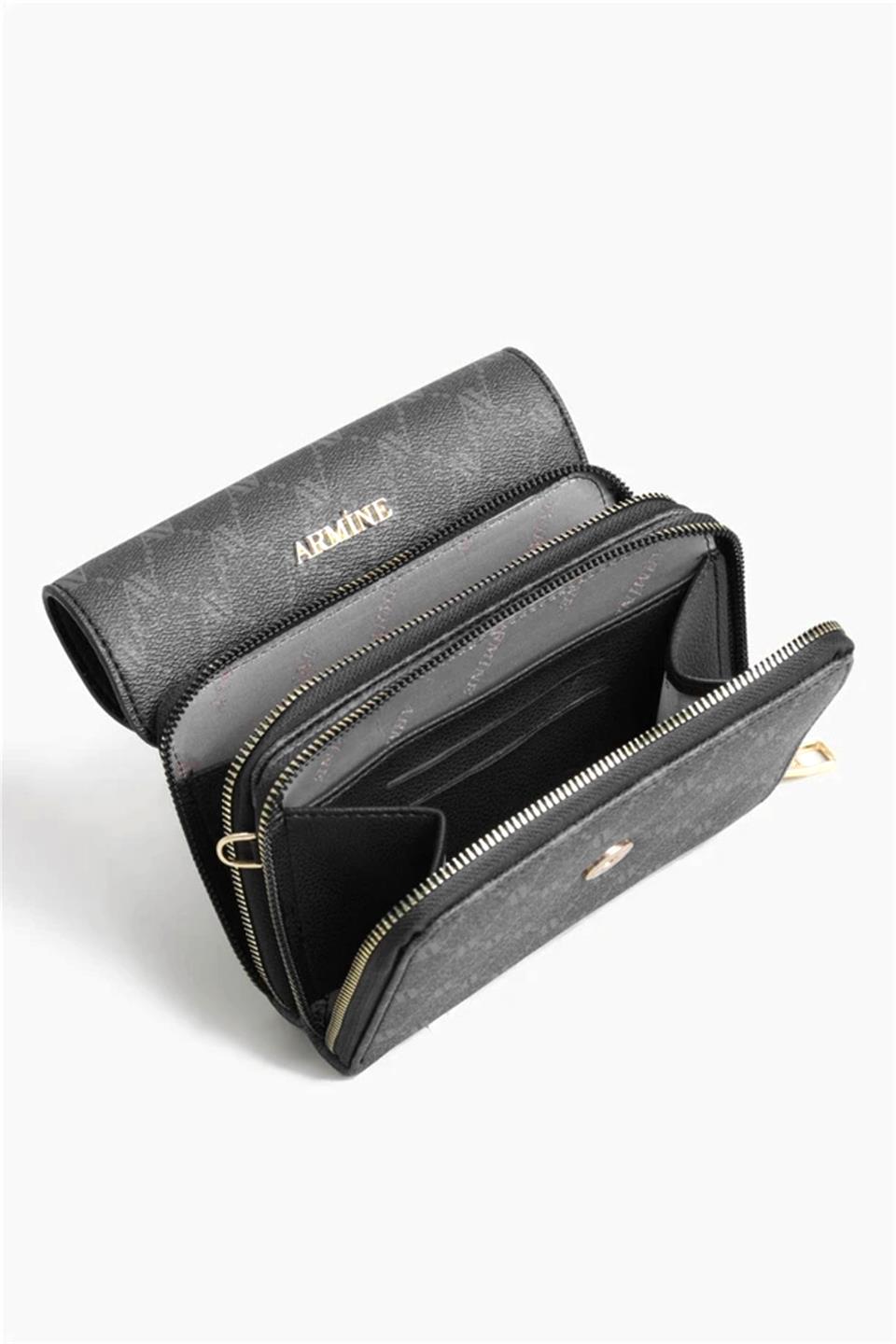 Armine 381 Kadın El Çantası Siyah Baskılı