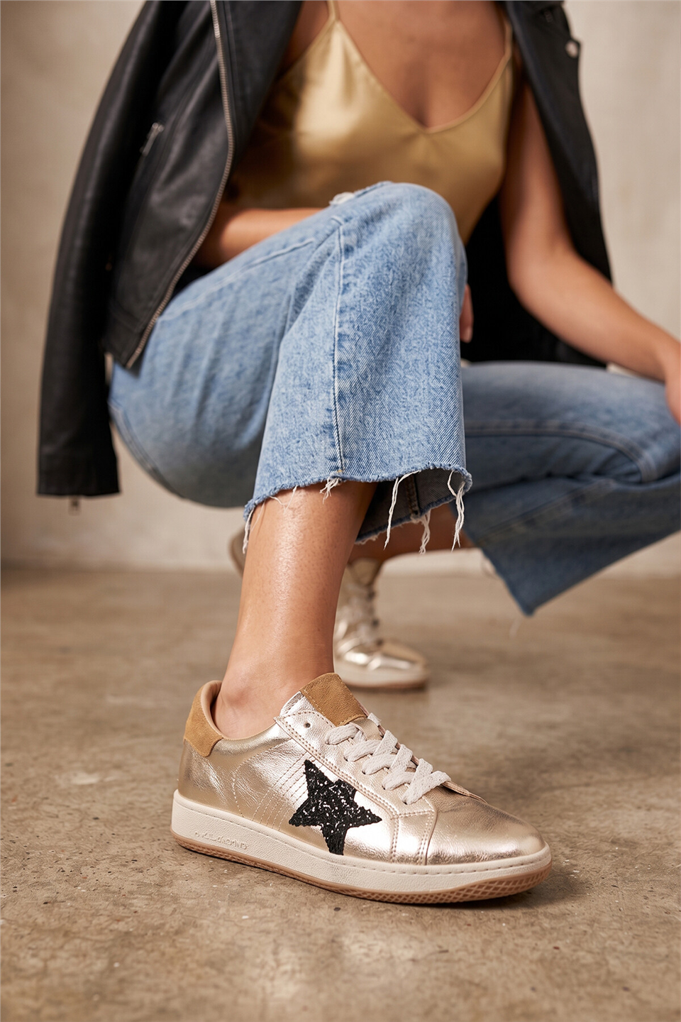 Beety 26BK248.777 Kadın Hakiki Deri Klasik Sneaker Altın