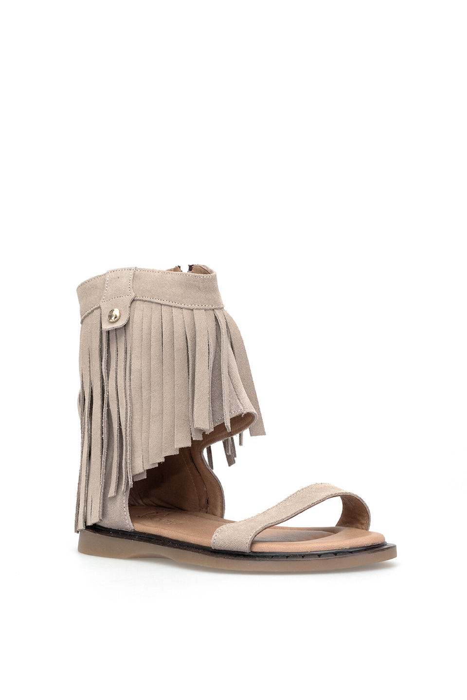 Beety 26BY169.26668 Kadın Püsküllü Düz Sandalet Vizon