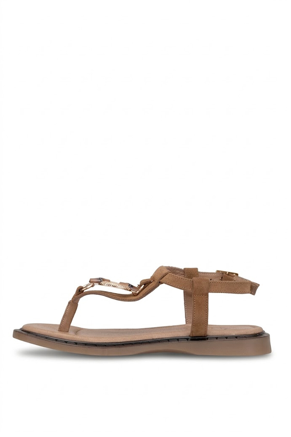 Beety 26BY169.26684 Kadın Taşlı Parmak Arası Düz Sandalet Taba