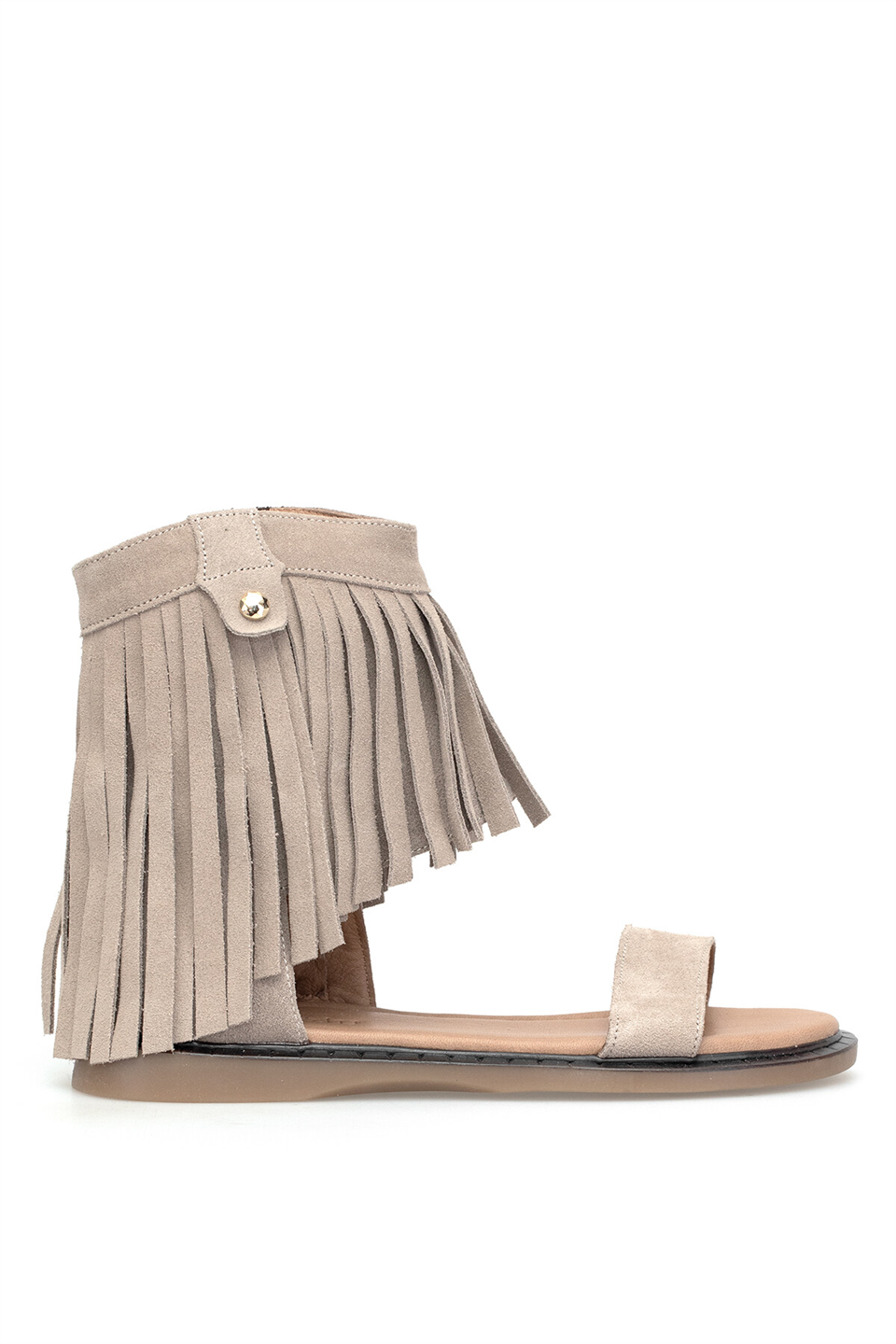 Beety 26BY169.26668 Kadın Püsküllü Düz Sandalet Vizon