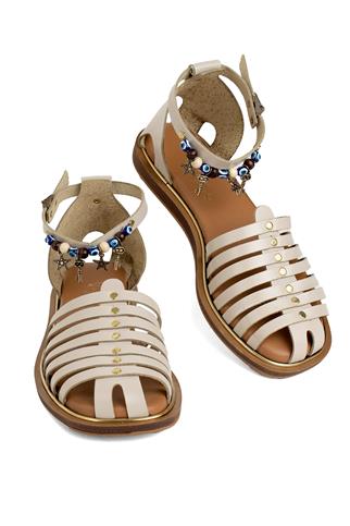 Beety BY112.301 Kadın Hakiki Deri Sandalet Bej