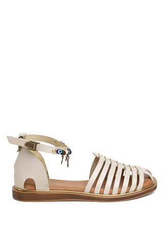 Beety BY112.301 Kadın Hakiki Deri Sandalet Bej