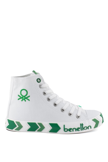 Benetton BN-30621K Kadın Spor Ayakkabı Beyaz - Yeşil