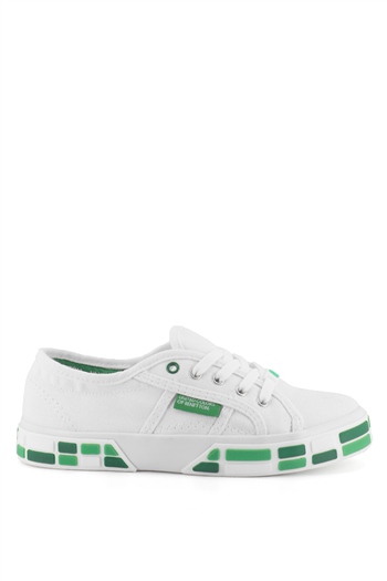 Benetton BN-30691K Kadın Spor Ayakkabı Beyaz - Yeşil