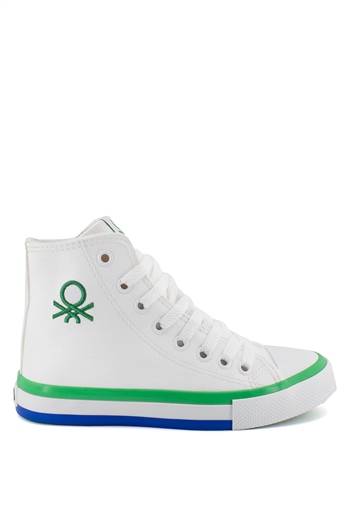 Benetton BN-30726C Kadın Spor Ayakkabı Beyaz - Yeşil
