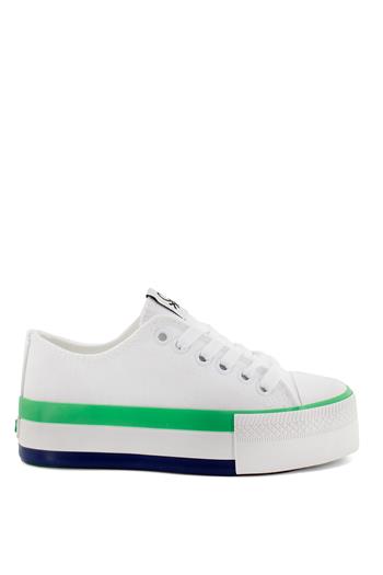 Benetton BN-30937K Kadın Spor Ayakkabı Beyaz - Yeşil