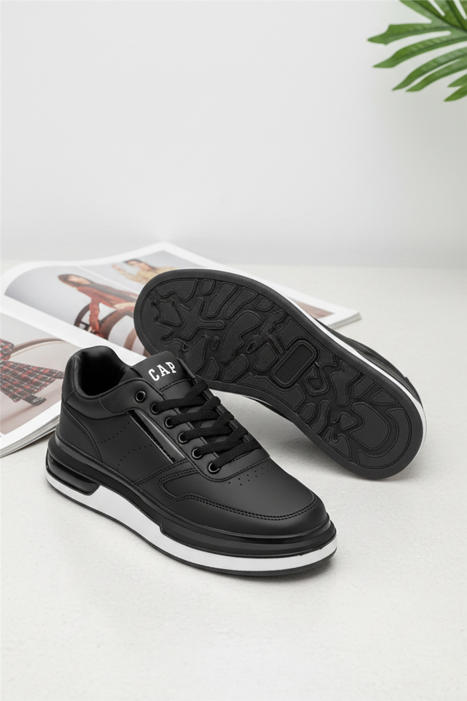 Cap 2040 Erkek Klasik Sneaker Siyah - Beyaz