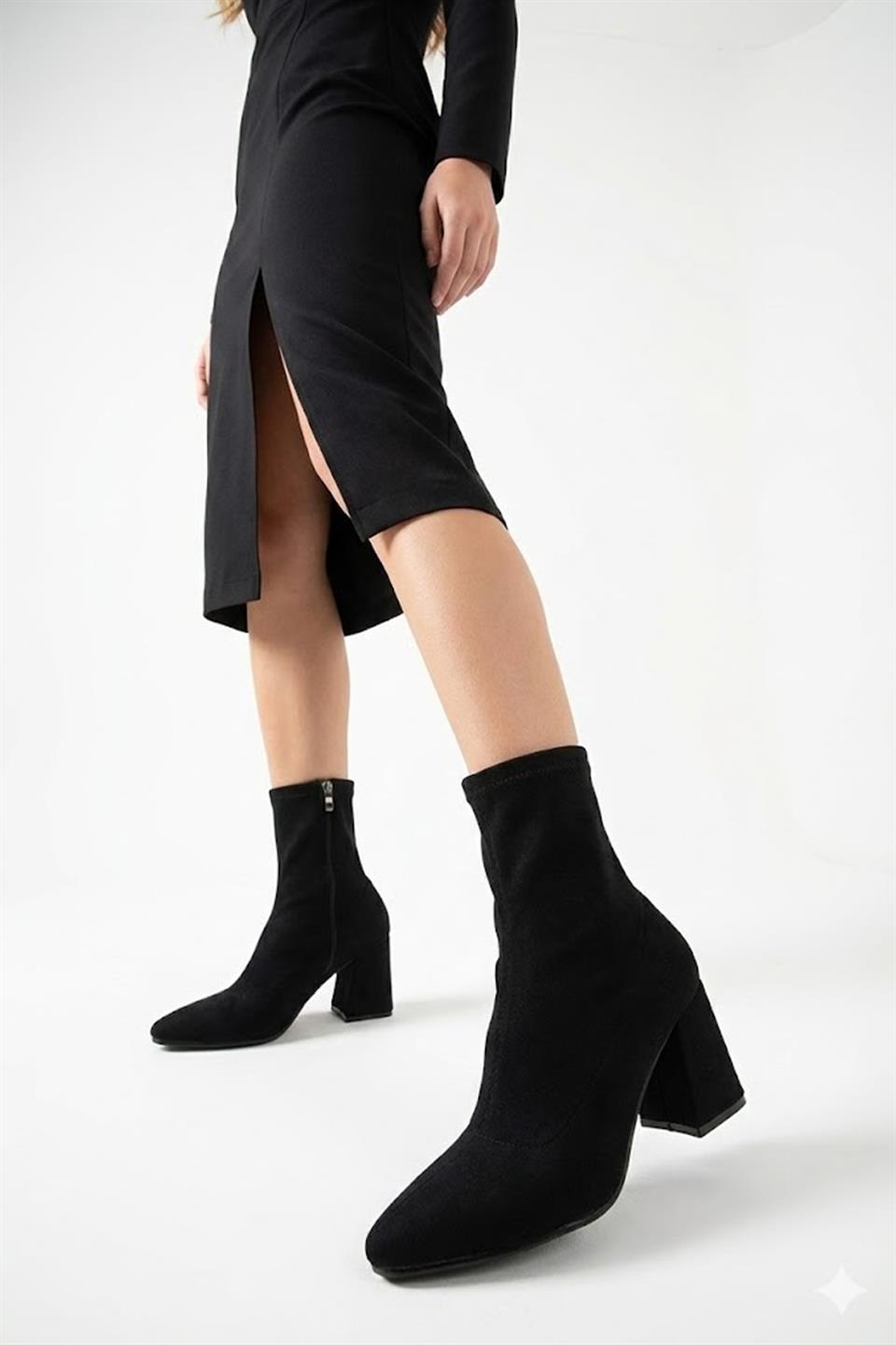 Elit 25KMST1180T Kadın Topuklu Bot Siyah