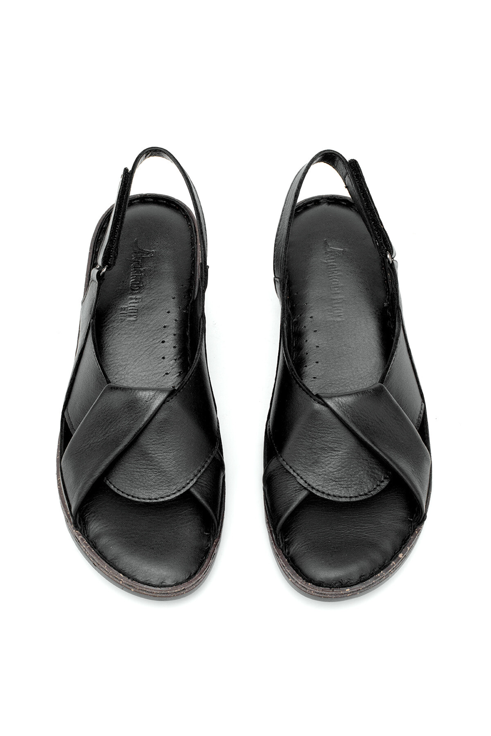 Elit 26YRhm018 Kadın Hakiki Deri Ortopedik Düz Sandalet Siyah