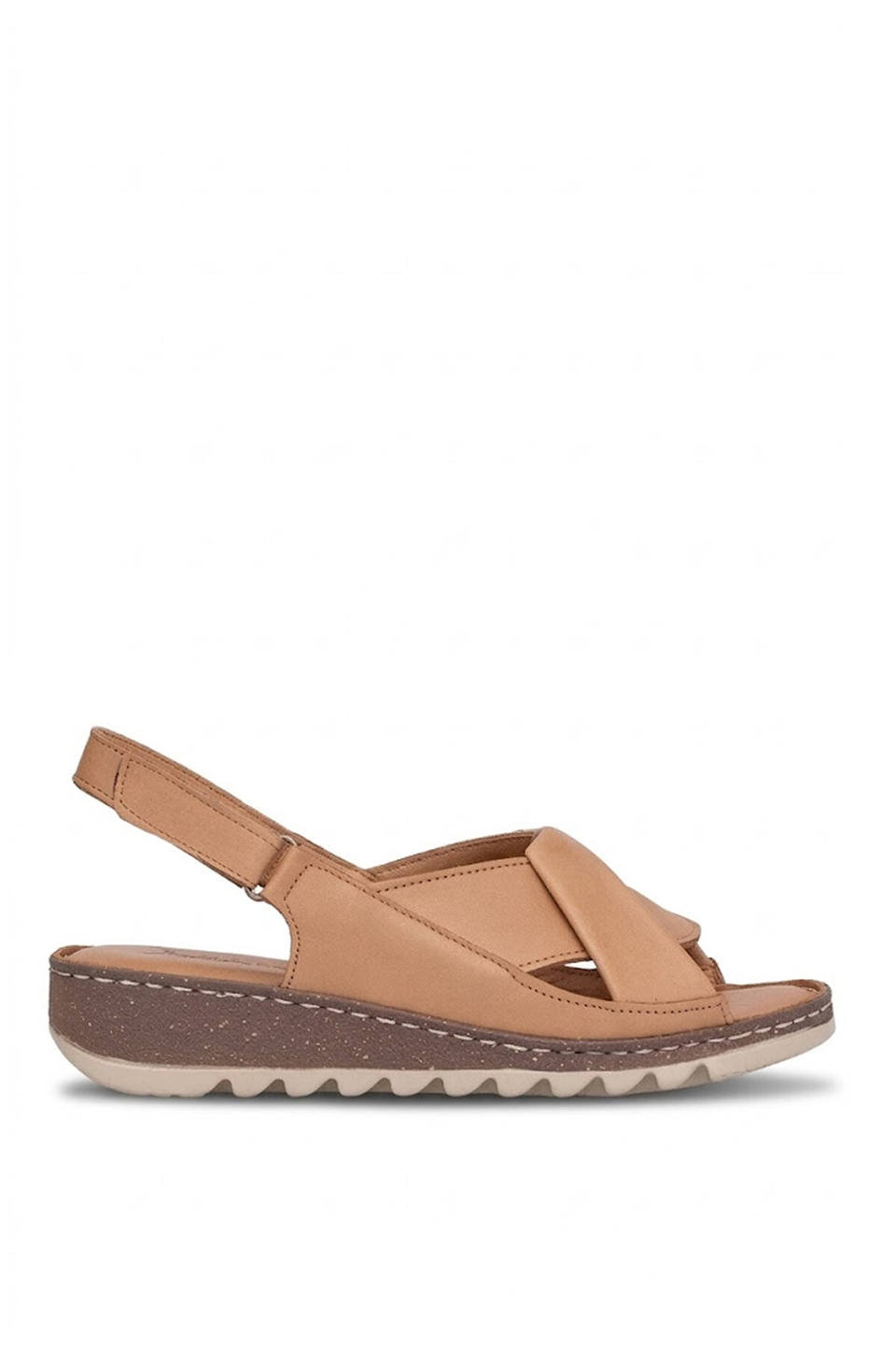 Elit 26YRhm018 Kadın Hakiki Deri Ortopedik Düz Sandalet Taba