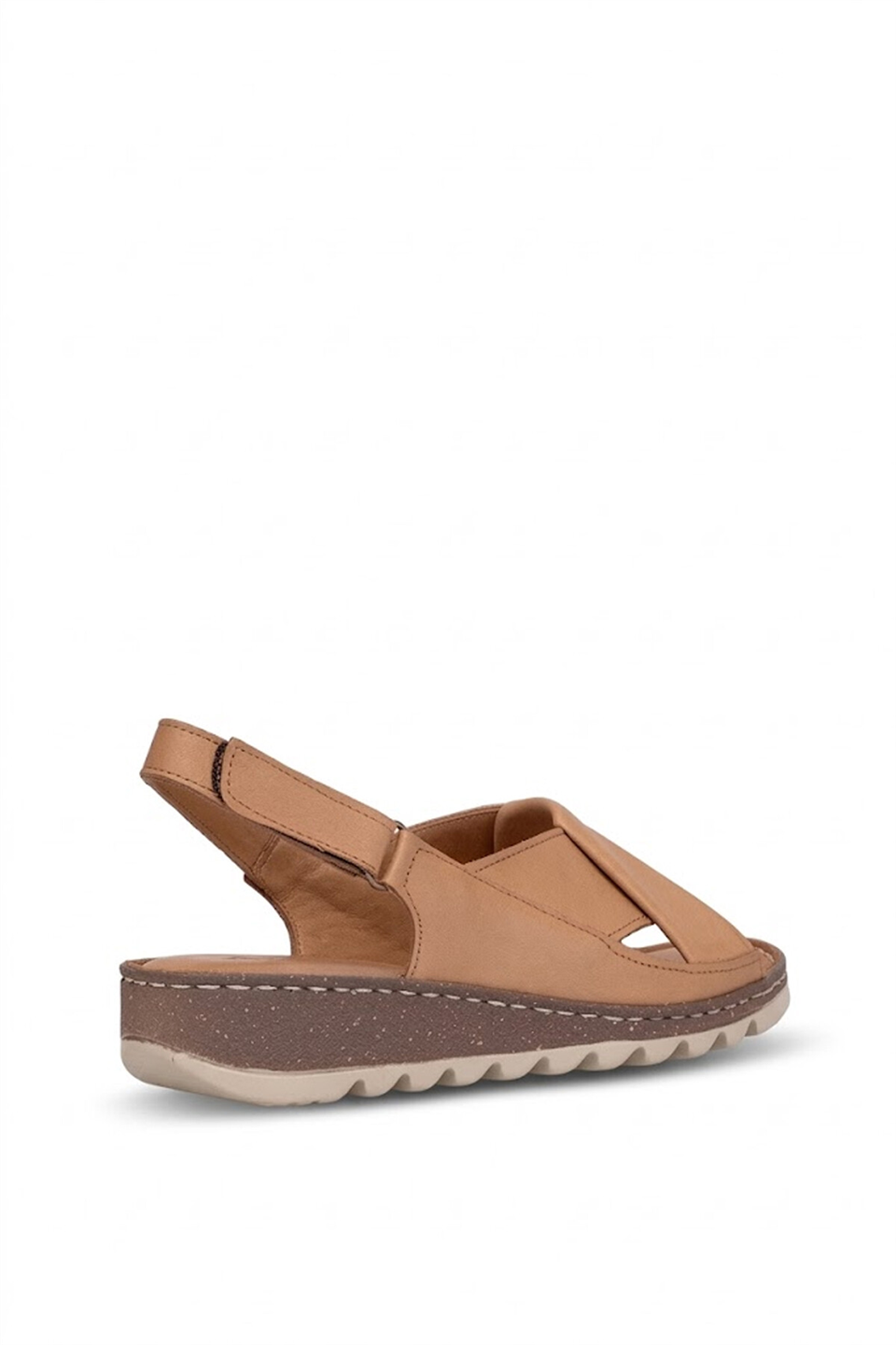 Elit 26YRhm018 Kadın Hakiki Deri Ortopedik Düz Sandalet Taba
