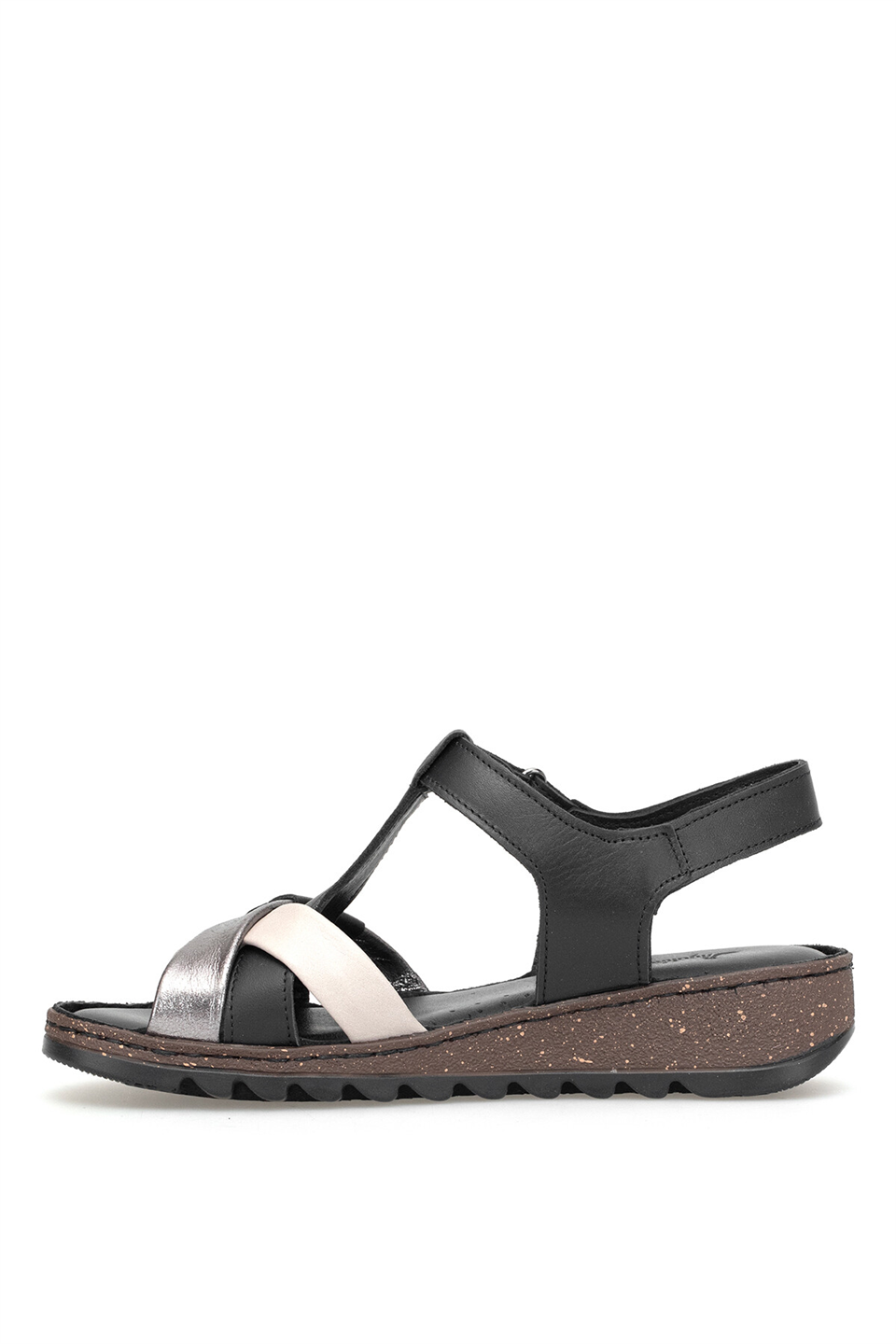 Elit 26YRhm207 Kadın Hakiki Deri Ortopedik Düz Sandalet Siyah