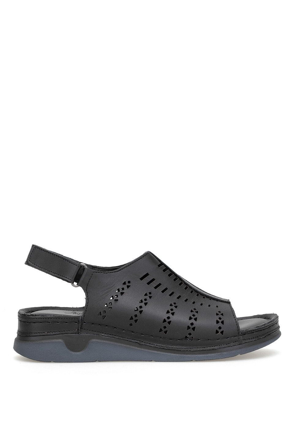 Elit 26YRhmM-033 Kadın Hakiki Deri Ortopedik Düz Sandalet Siyah