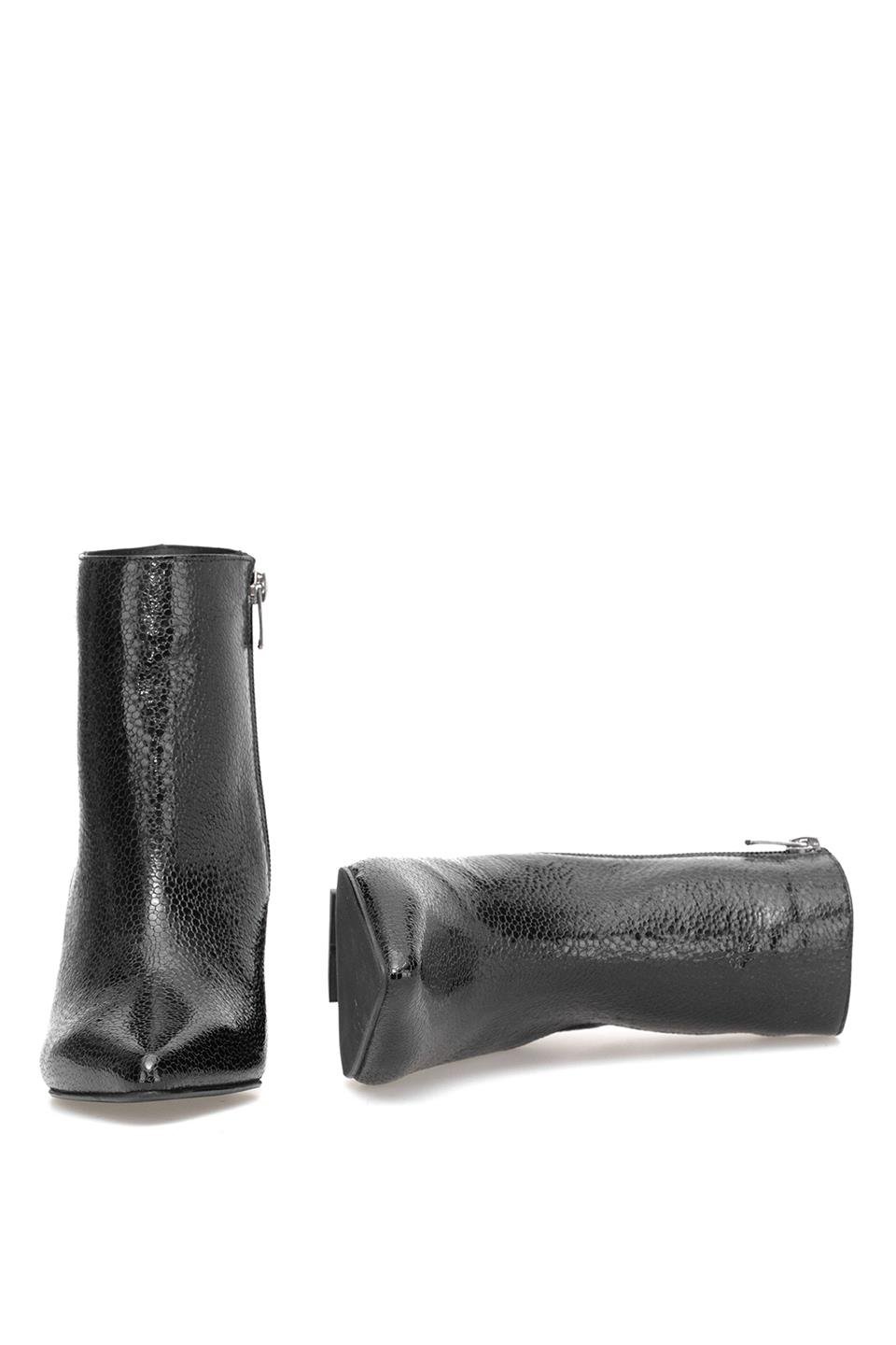 Elit Arabella Kadın Hakiki Rugan Deri Klasik Topuklu Bot Siyah