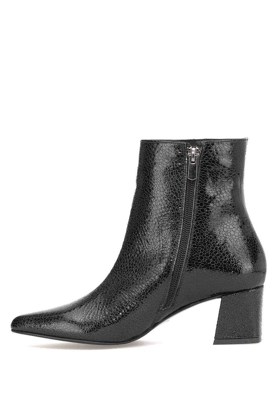 Elit Arabella Kadın Hakiki Rugan Deri Klasik Topuklu Bot Siyah