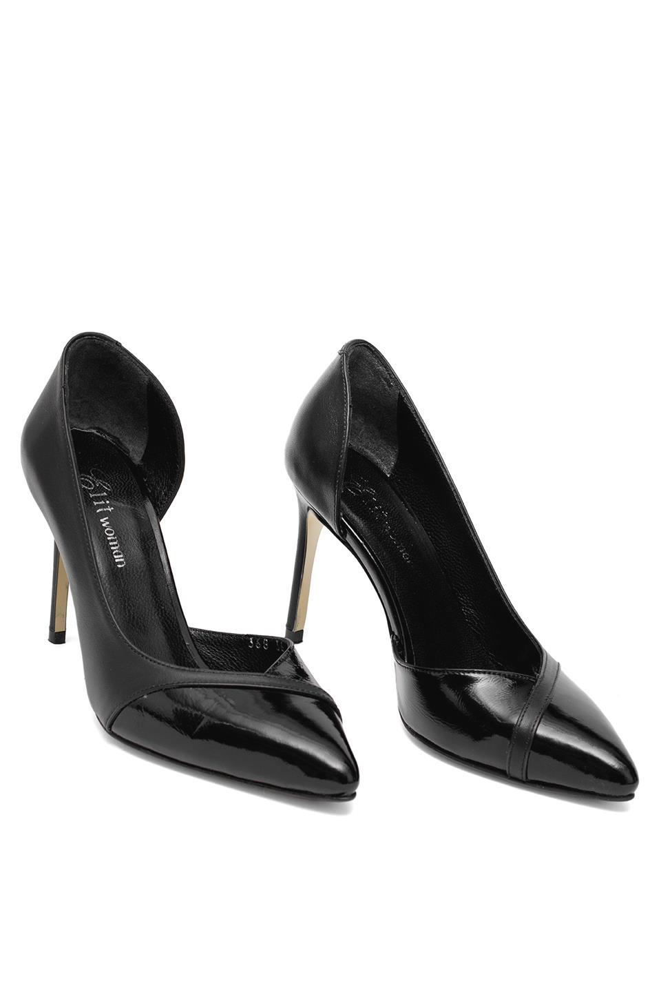 Elit Arlena Kadın Hakiki Deri Stiletto Siyah