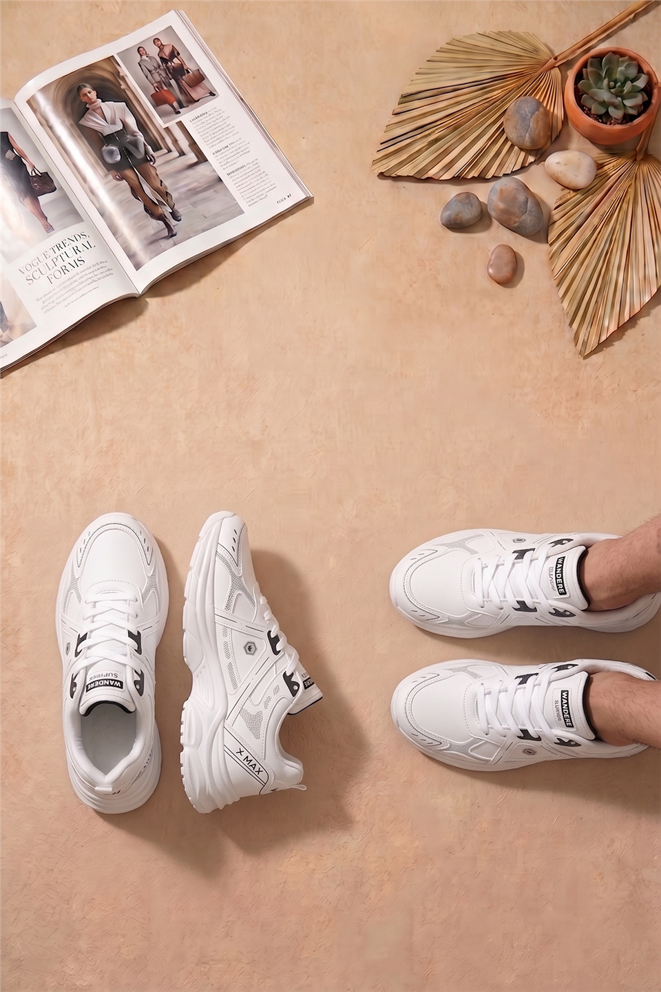 Elit ASENS4338 Erkek Klasik Sneaker Beyaz - Siyah