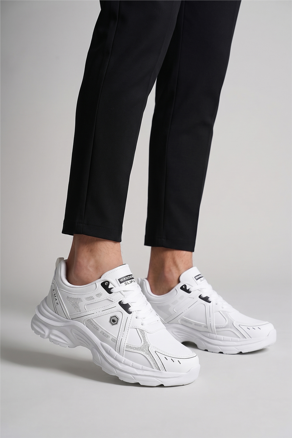 Elit ASENS4338 Erkek Klasik Sneaker Beyaz - Siyah