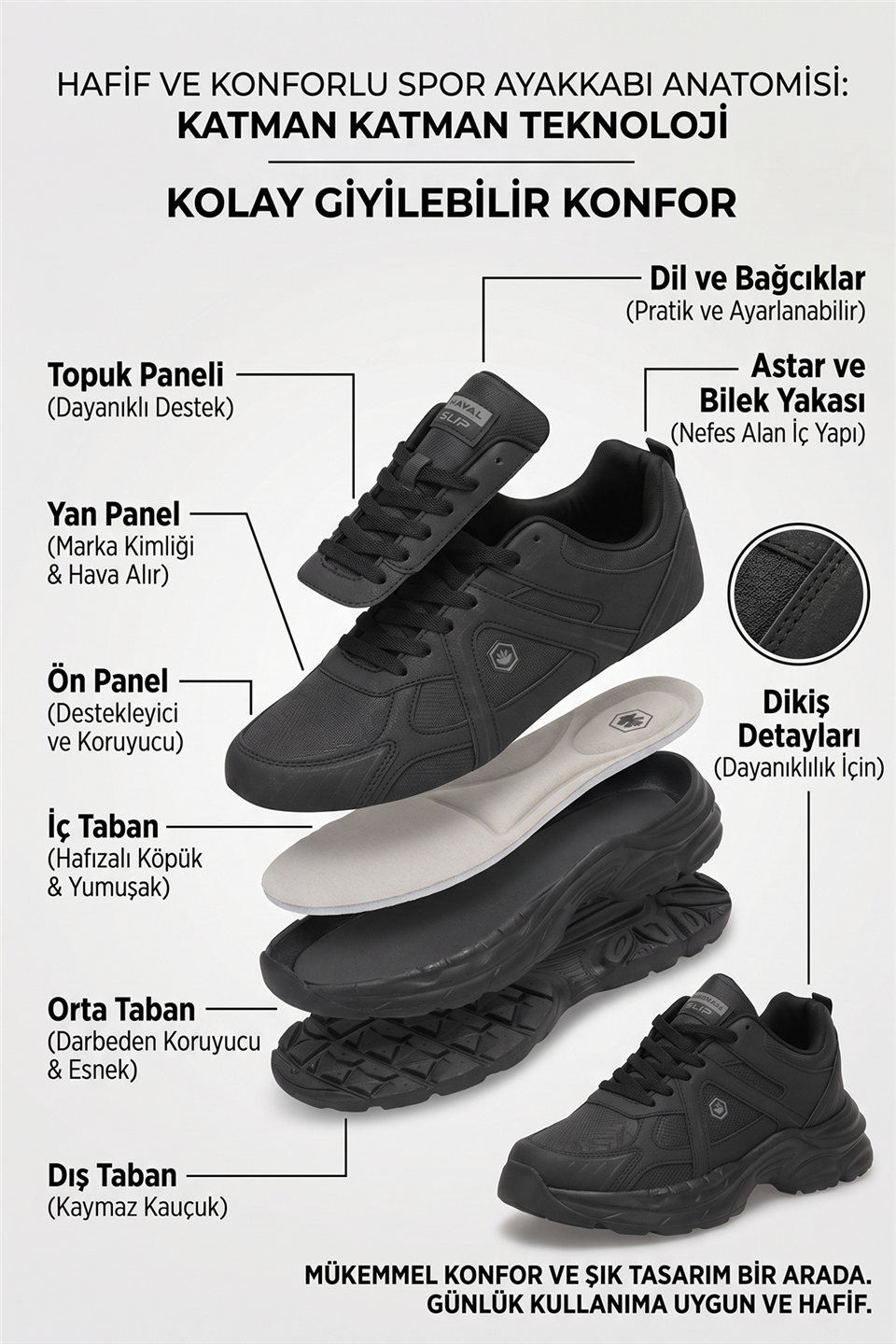 Elit ASENS4338 Erkek Klasik Sneaker Siyah