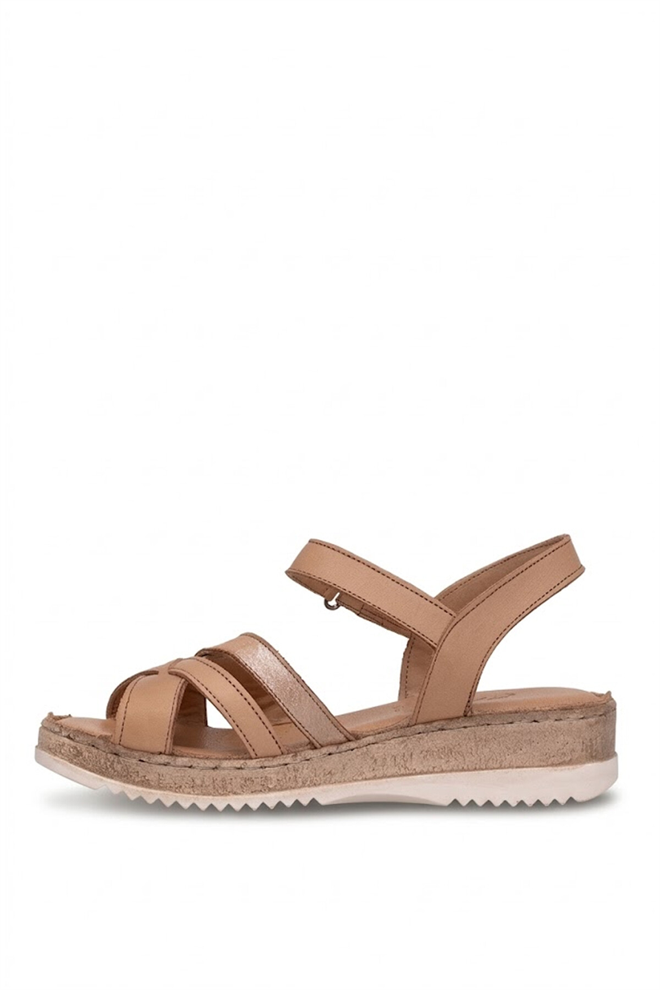 Elit ASIRM2309 Kadın Hakiki Deri Düz Sandalet Taba
