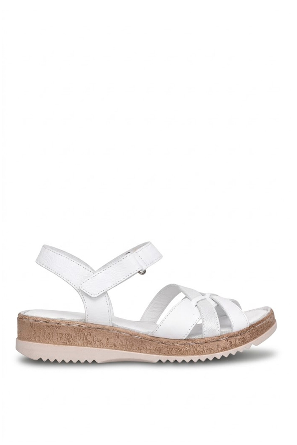 Elit ASIRM2309 Kadın Hakiki Deri Düz Sandalet Beyaz