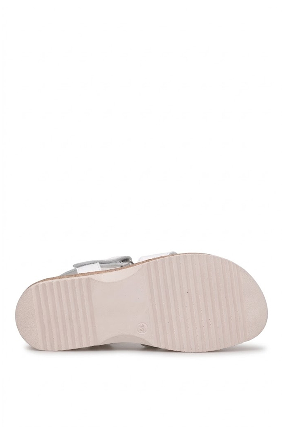 Elit ASIRM2309 Kadın Hakiki Deri Düz Sandalet Beyaz