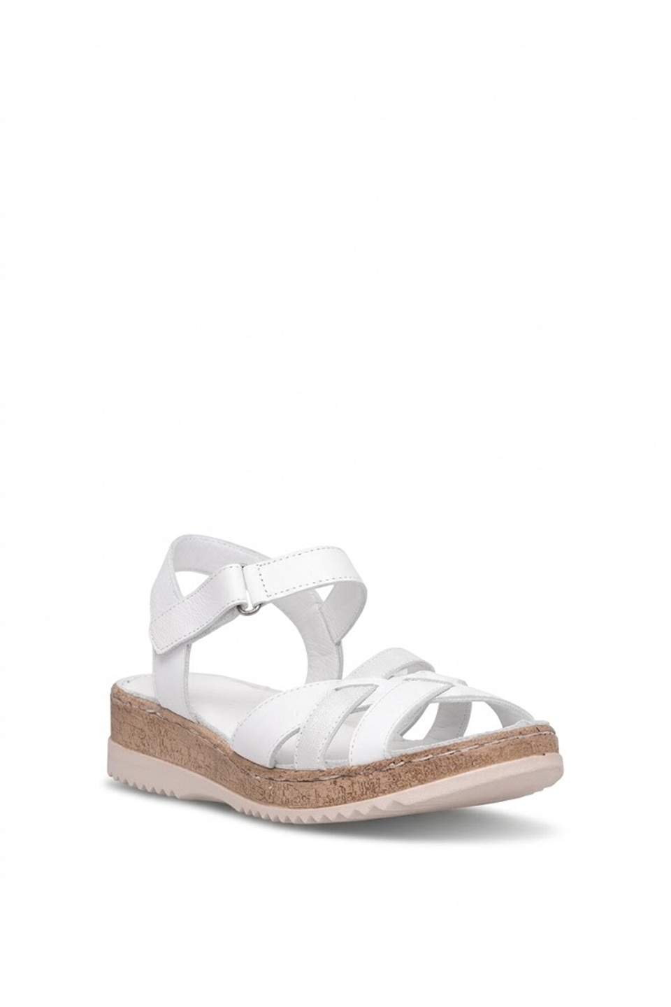 Elit ASIRM2309 Kadın Hakiki Deri Düz Sandalet Beyaz