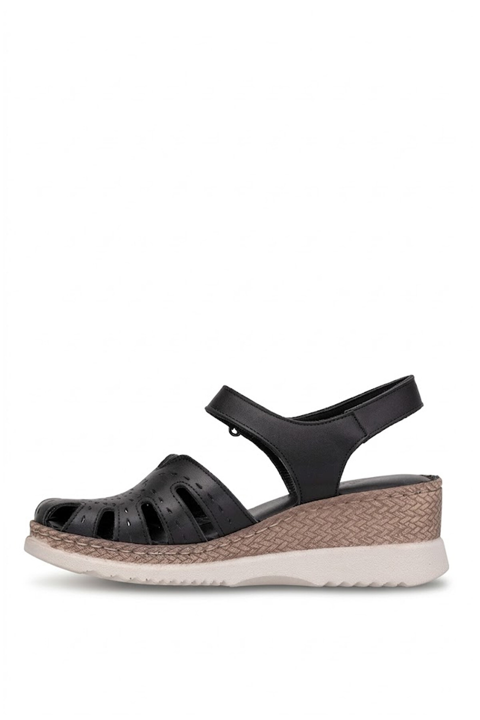 Elit ASIRM2613 Kadın Hakiki Deri Dolgu Topuk Sandalet Siyah