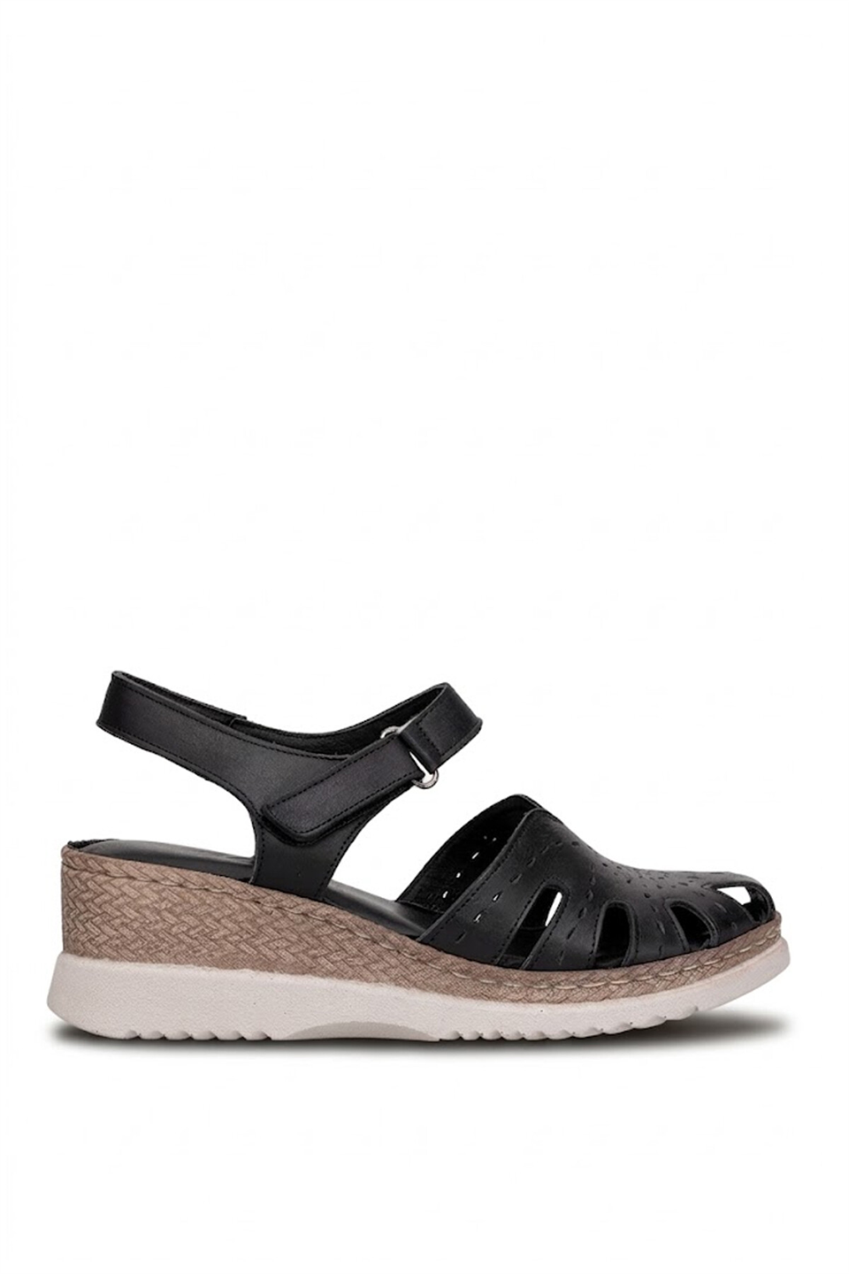 Elit ASIRM2613 Kadın Hakiki Deri Dolgu Topuk Sandalet Siyah