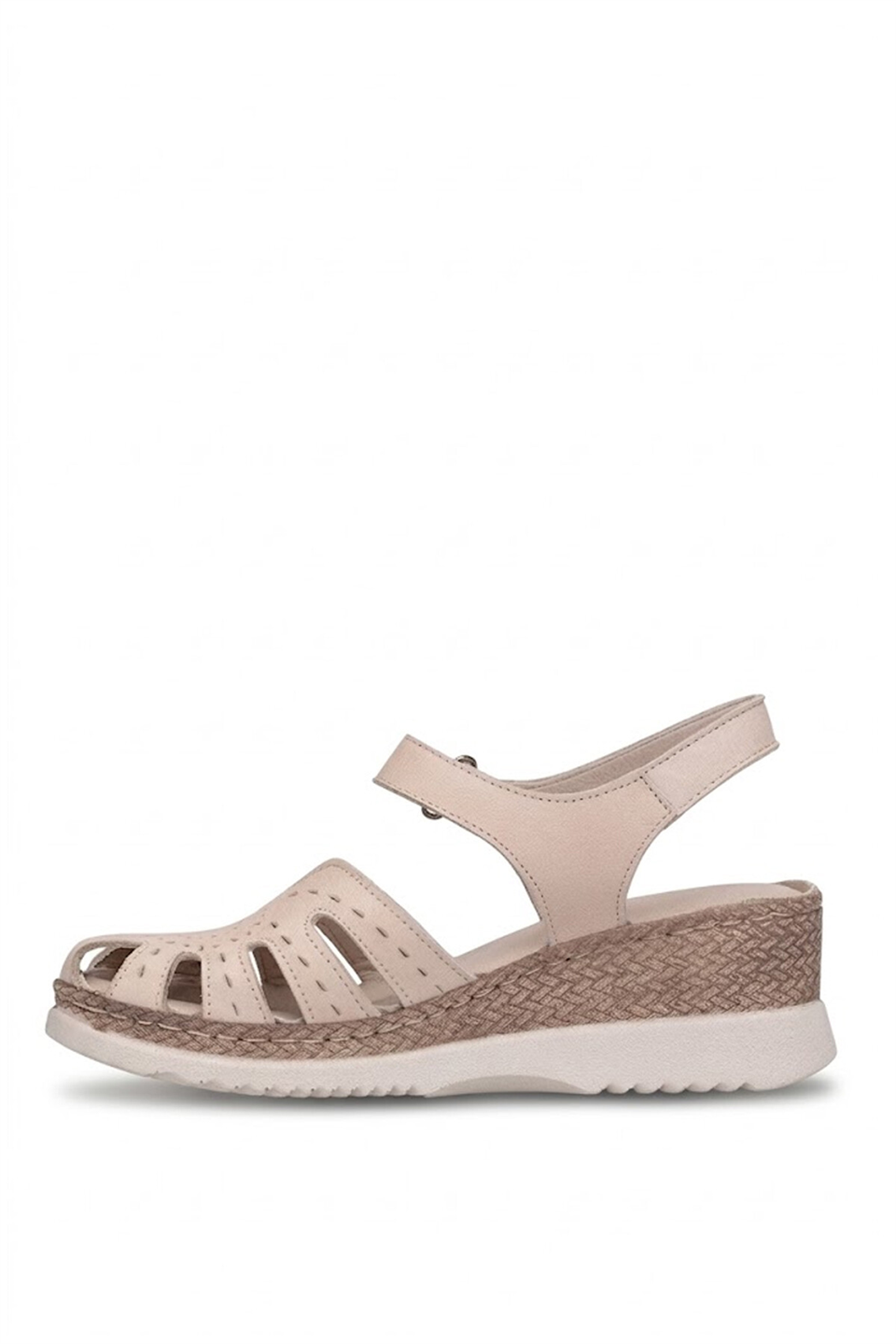 Elit ASIRM2613 Kadın Hakiki Deri Dolgu Topuk Sandalet Bej