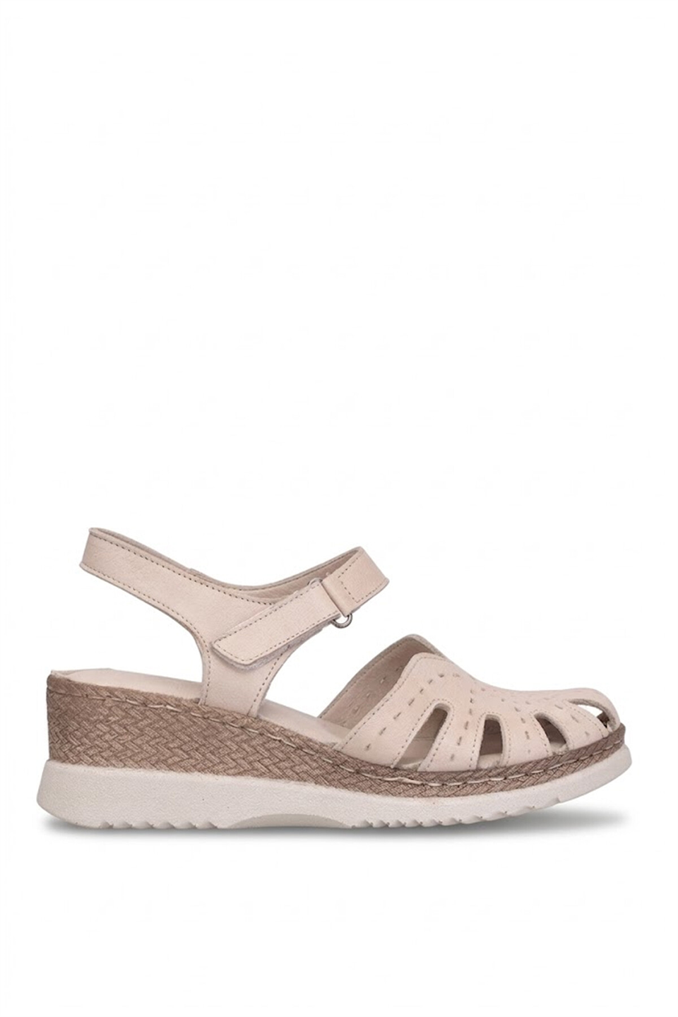 Elit ASIRM2613 Kadın Hakiki Deri Dolgu Topuk Sandalet Bej