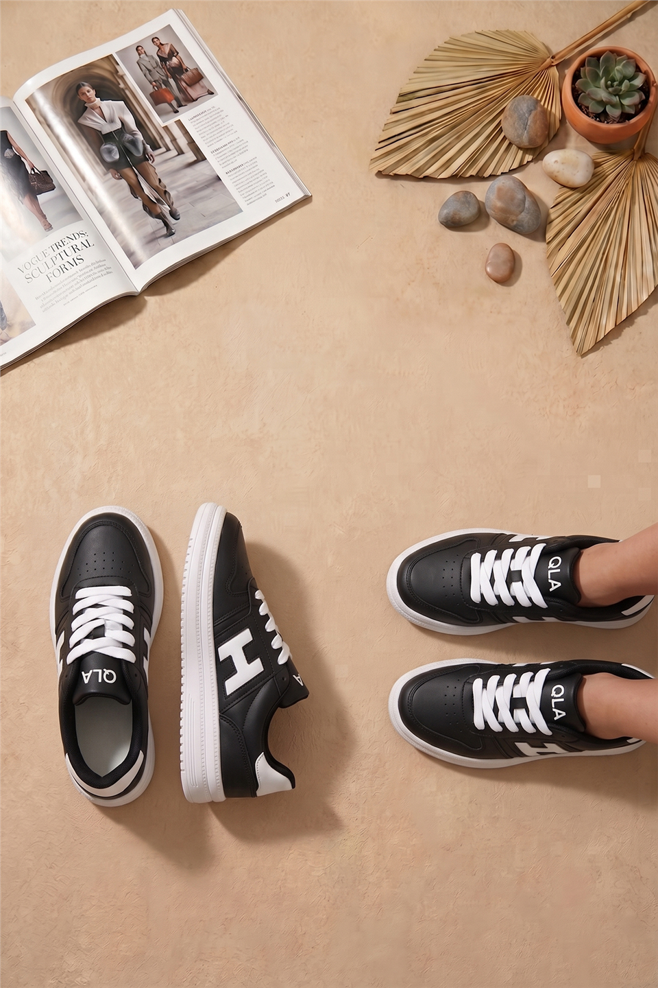 Elit ASQLA1457 Kadın Klasik Sneaker Siyah - Beyaz