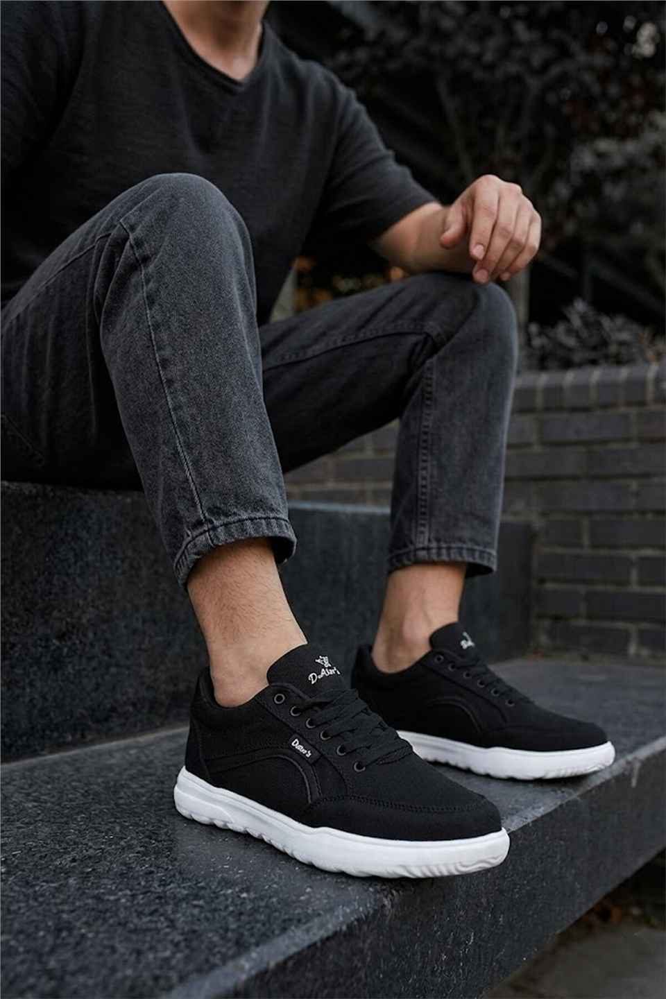 Elit ASYLD228 Erkek Klasik Sneaker Siyah - Beyaz
