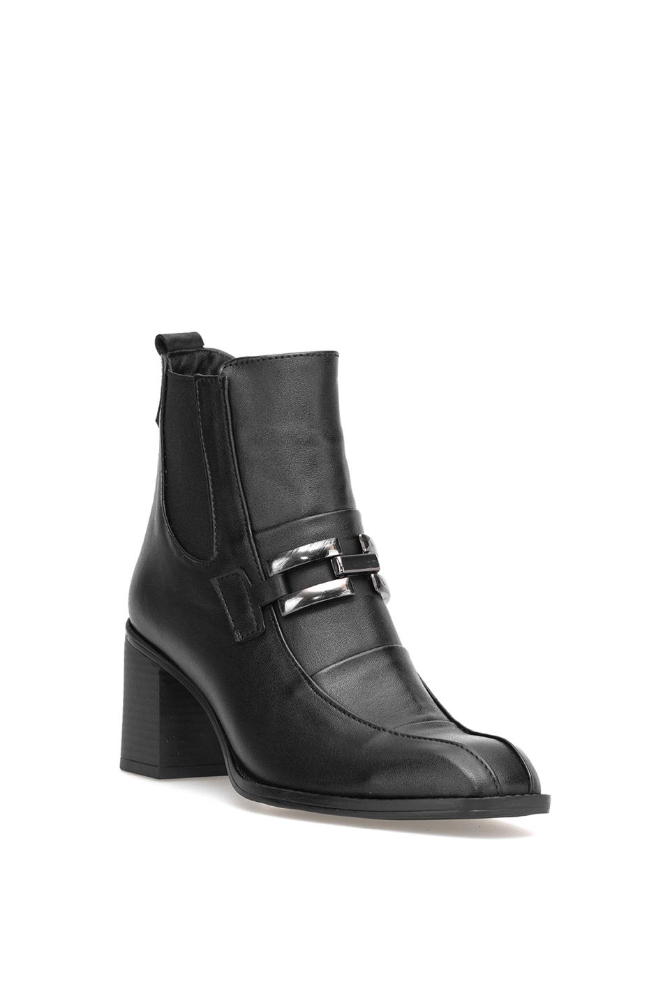 Elit Brivelle Kadın Hakiki Deri Topuklu Bot Siyah