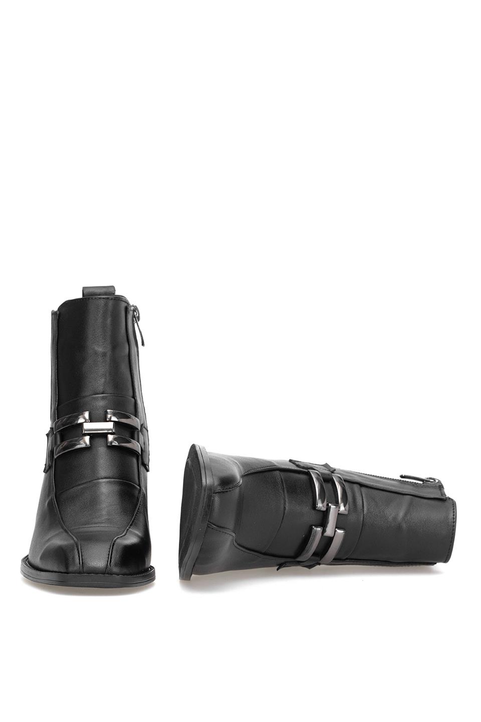 Elit Brivelle Kadın Hakiki Deri Topuklu Bot Siyah