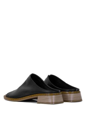 Elit Brk022C Kadın Hakiki Deri Düz Terlik Siyah