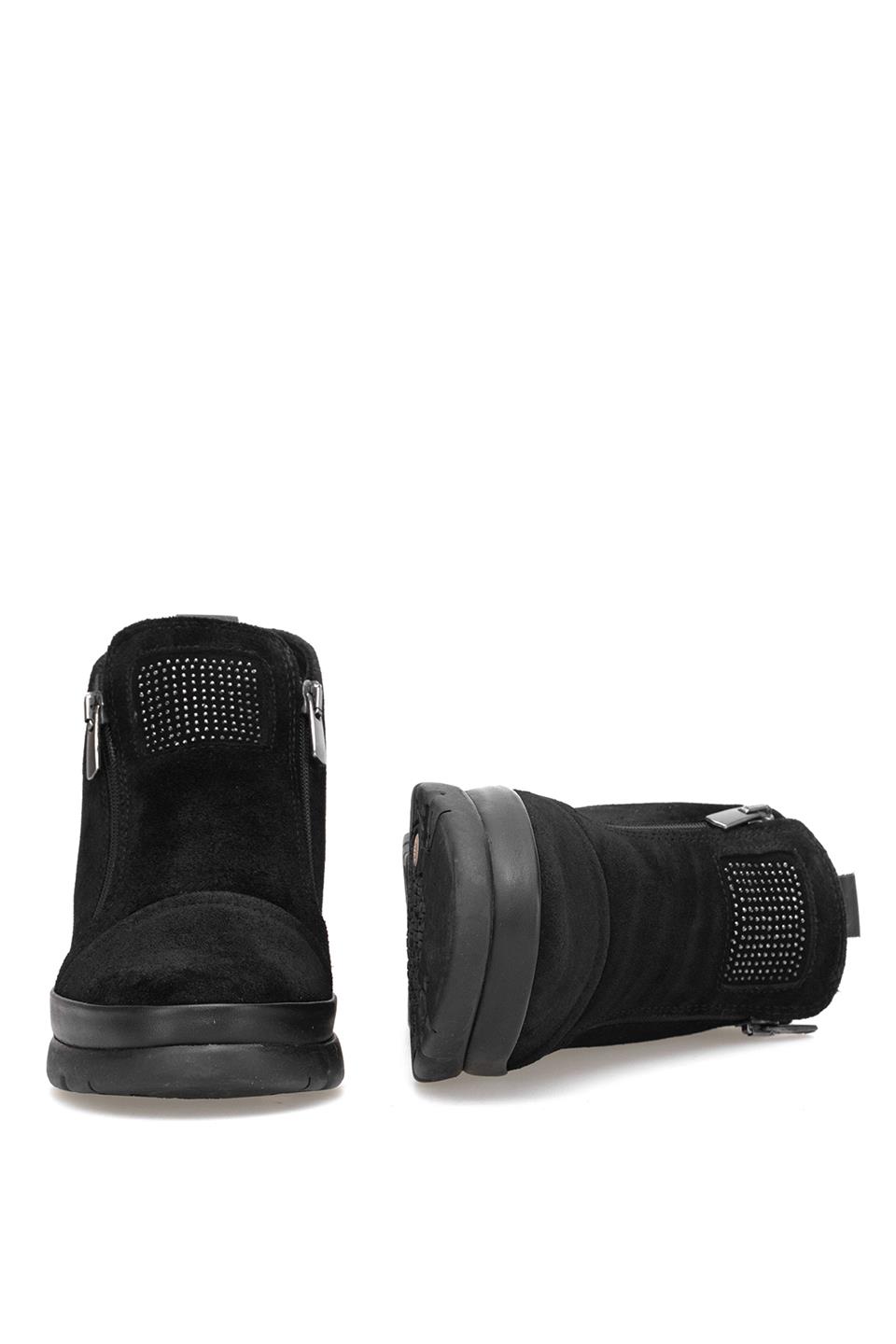 Elit Celindra Kadın Hakiki Süet Deri Düz Bot Siyah